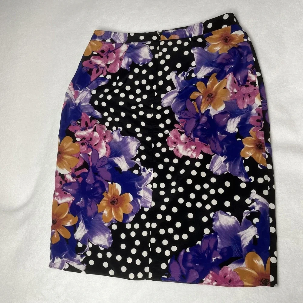 Yoana Baraschi‎ Anthropologie Floral Polka Dot Pencil Skirt Women's 2 Purple